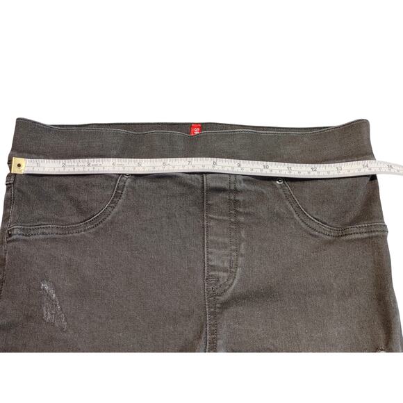 Spanx Distressed Denim Leggings Skinny Jeggings Mid Rise Black Denim Womens M - Picture 7 of 9